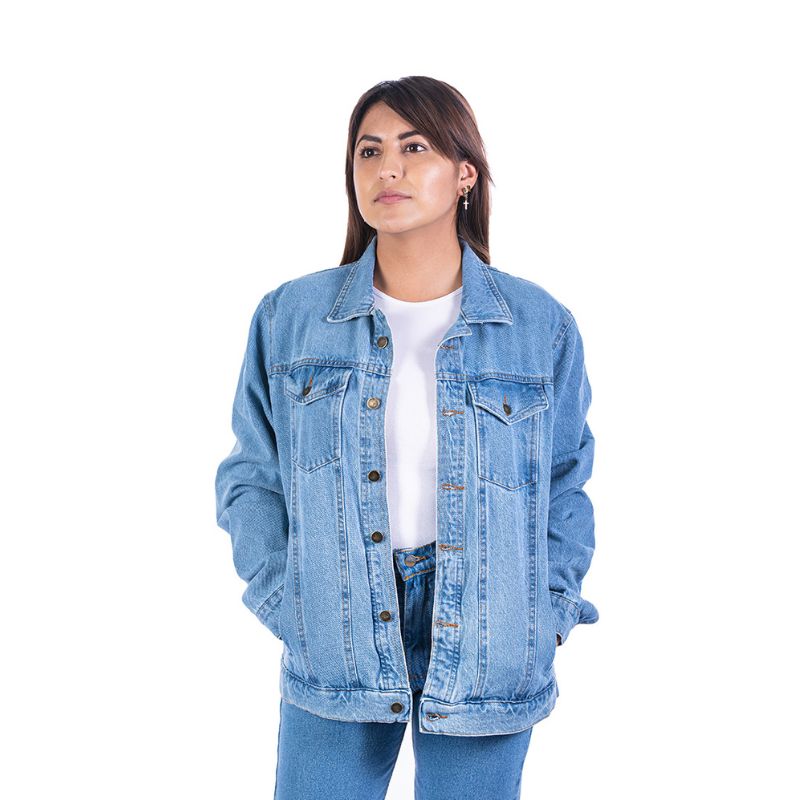 Chamarra de mezclilla industrial para trabajo mujer | Mezclilla de uso rudo de 14 oz
