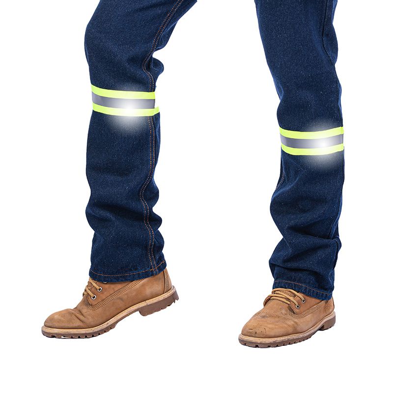 Pantalón de mezclilla para caballero con cinta reflejante 14 oz