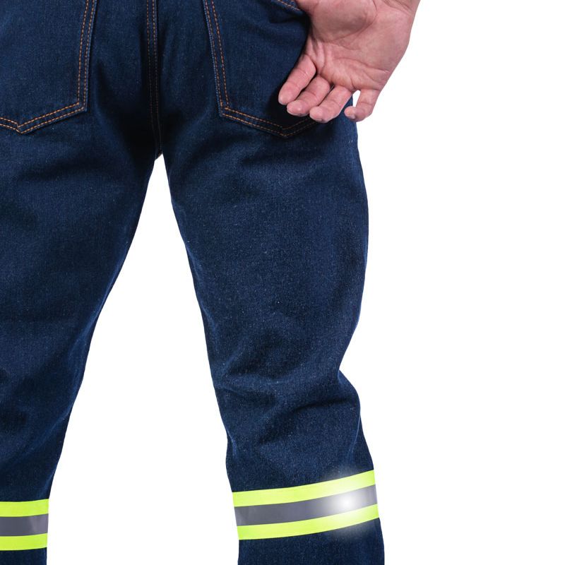 Pantalón de mezclilla para caballero con cinta reflejante 14 oz